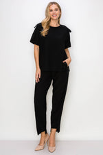 Load image into Gallery viewer, Kate Knit Crepe Top  Black L

