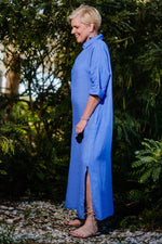 Load image into Gallery viewer, Fernanda Open Collar Linen Dress (DQ107)
