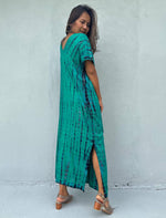 Load image into Gallery viewer, Petite Kaftan in Turquoise and Blue Tie Dye
