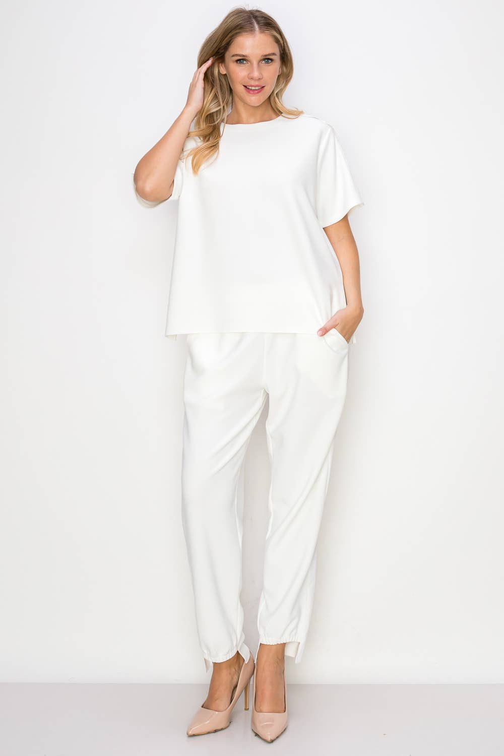 Kate Knit Crepe Top Beige M