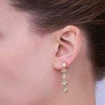 Load image into Gallery viewer, 24K Gold Filled 20mm Geometric CZ Bezel Drop Stud Earrings in Gold
