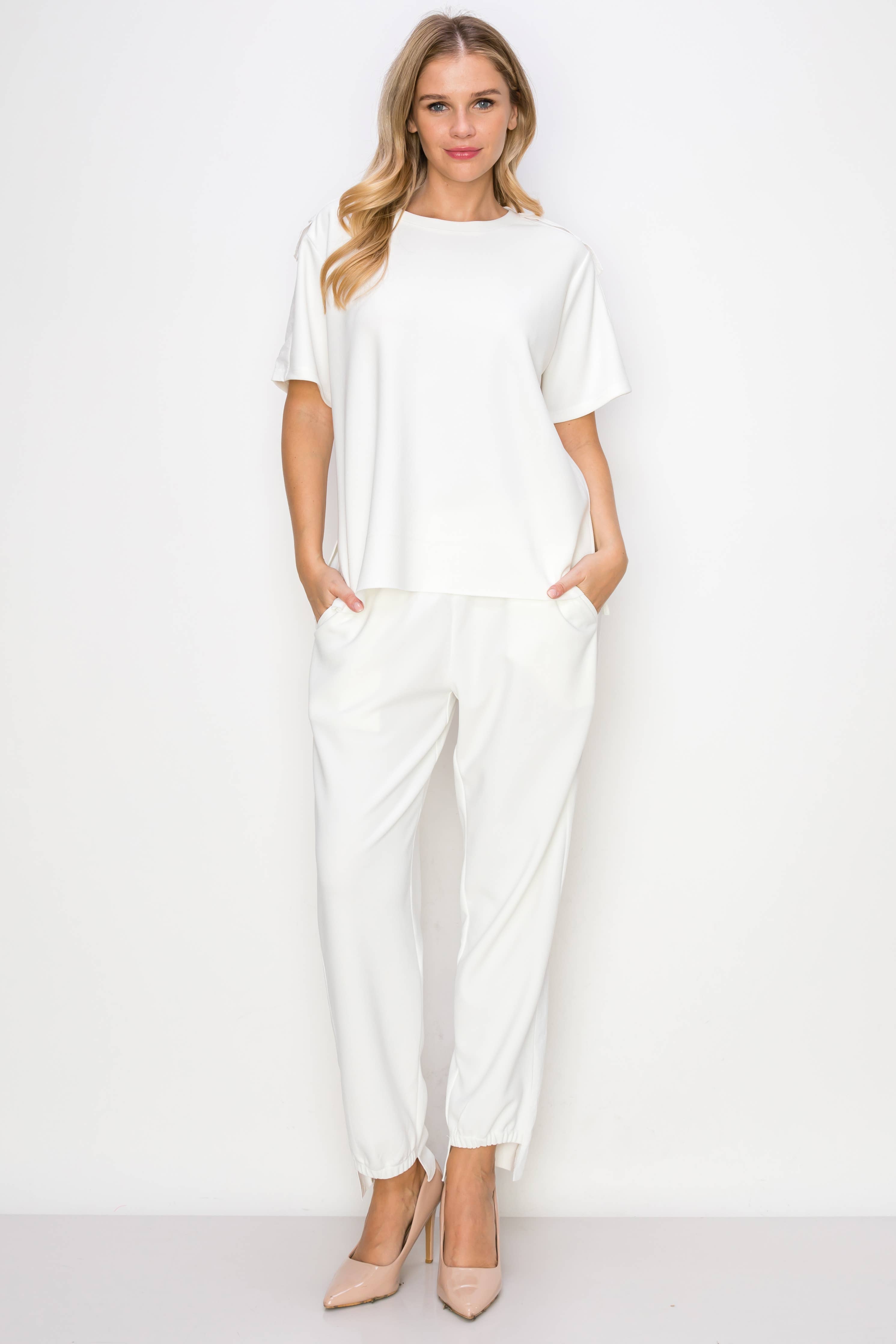 Kate Knit Crepe Top Beige M