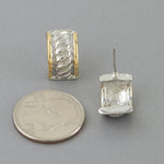Load image into Gallery viewer, Two Toned Cubic Zirconia Twisted Hoop Earrings
