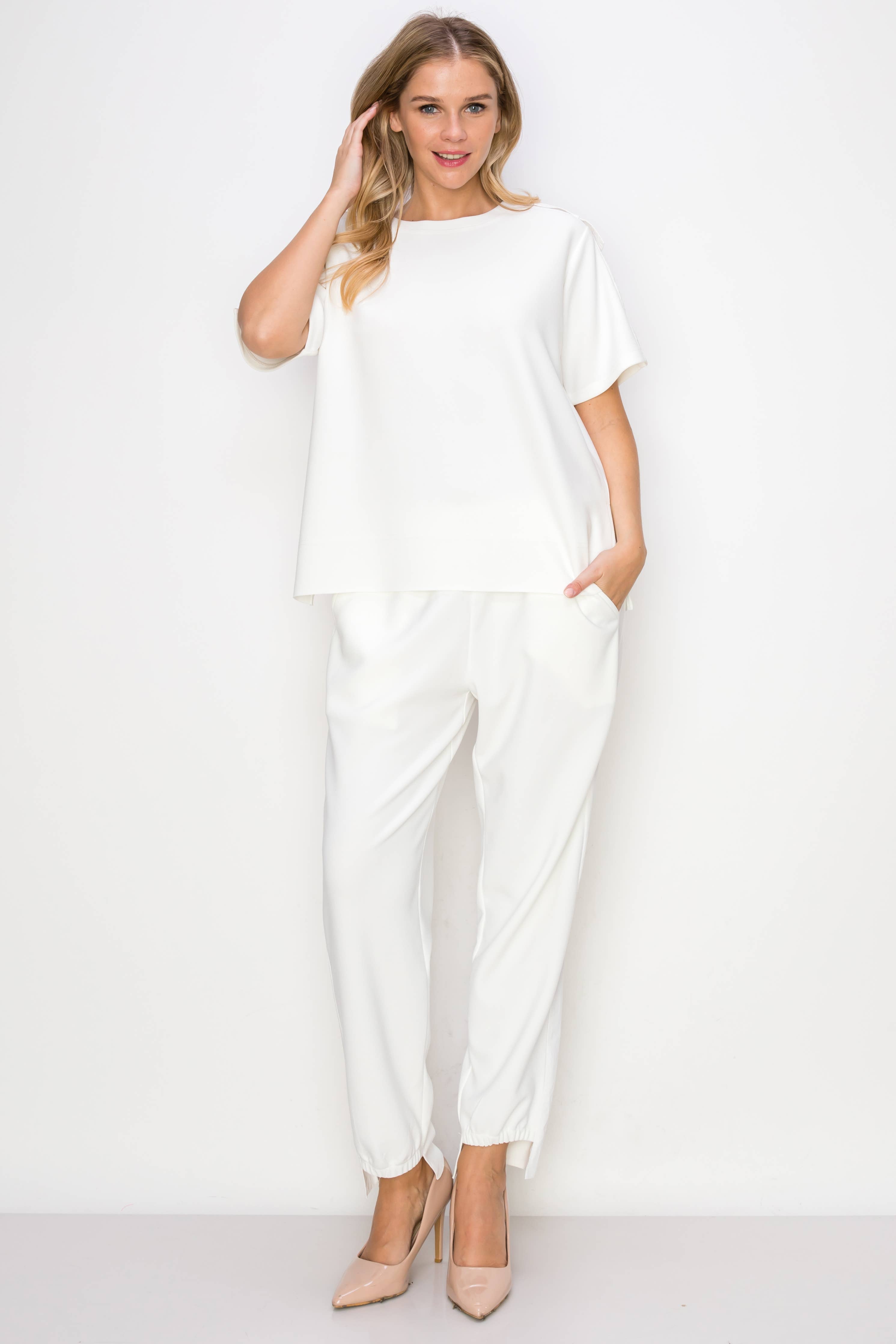 Kate Knit Crepe Top Beige M