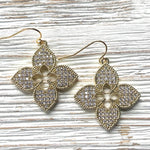 Load image into Gallery viewer, Quatrefoil Pave Earrings
