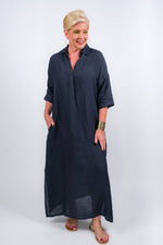 Load image into Gallery viewer, Fernanda Open Collar Linen Dress (DQ107)
