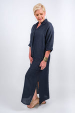 Load image into Gallery viewer, Fernanda Open Collar Linen Dress (DQ107)
