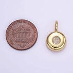 Load image into Gallery viewer, 24K Gold Filled Clear CZ Round Bezel Pendant
