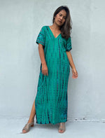 Load image into Gallery viewer, Petite Kaftan in Turquoise and Blue Tie Dye
