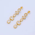 Load image into Gallery viewer, 24K Gold Filled 20mm Geometric CZ Bezel Drop Stud Earrings in Gold
