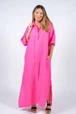 Load image into Gallery viewer, Fernanda Open Collar Linen Dress (DQ107)
