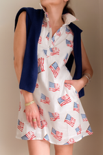 Load image into Gallery viewer, Sleeveless Flag dress in White
