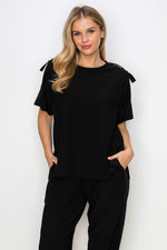 Load image into Gallery viewer, Kate Knit Crepe Top Beige M
