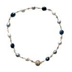 Load image into Gallery viewer, Luxe Pearl &amp; Crystal Necklace with Pave Magnetic Clasp
