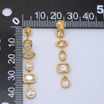 Load image into Gallery viewer, 24K Gold Filled 20mm Geometric CZ Bezel Drop Stud Earrings in Gold
