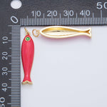 Load image into Gallery viewer, 18K Gold Filled Green Enamel Sardine Fish Charm
