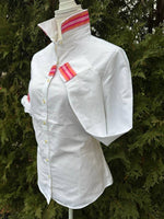 Load image into Gallery viewer, White Oxford w/Pink &amp; Orange Stripe Ribbon
