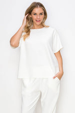 Load image into Gallery viewer, Kate Knit Crepe Top Beige M
