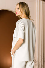 Load image into Gallery viewer, Kate Knit Crepe Top Beige M
