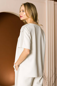Kate Knit Crepe Top Beige M