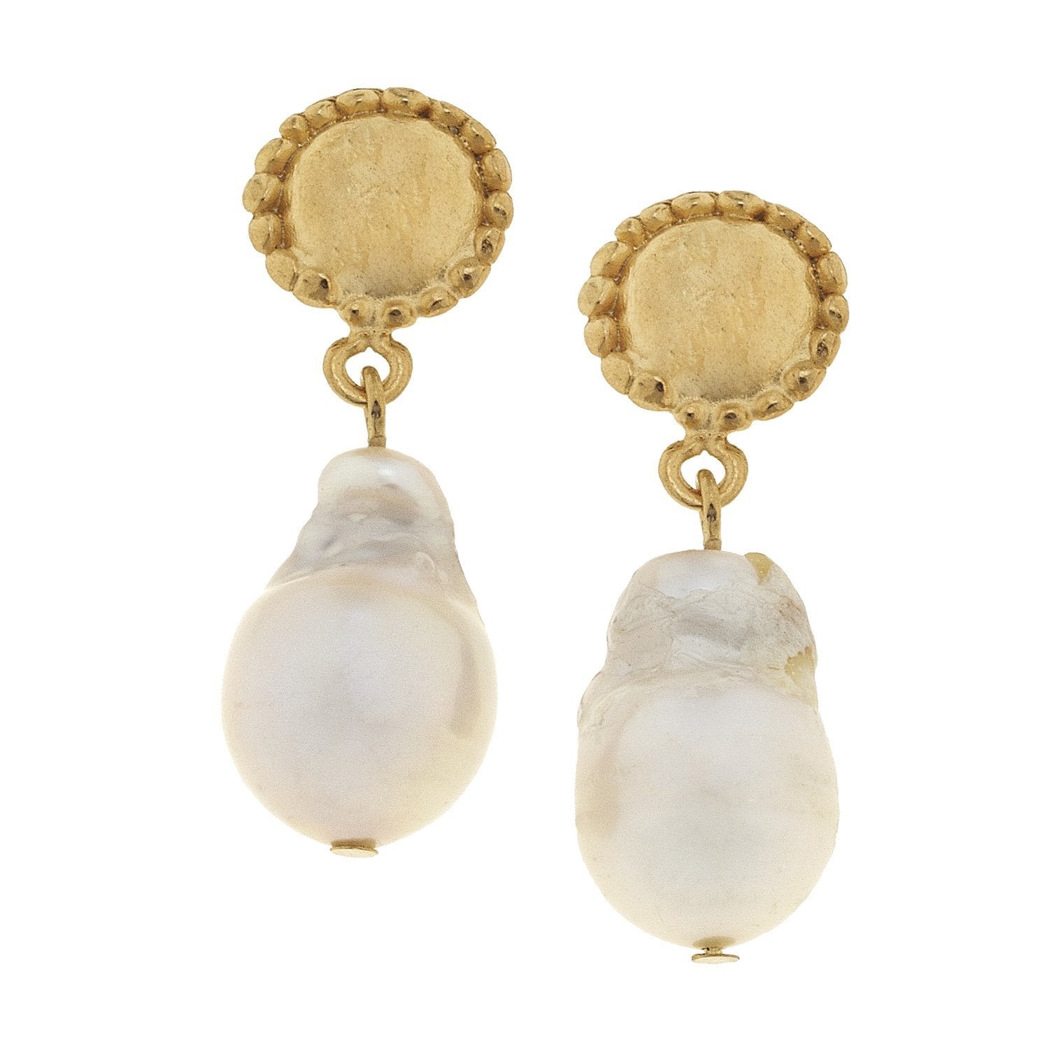 Baroque Gold Pearl Earrings