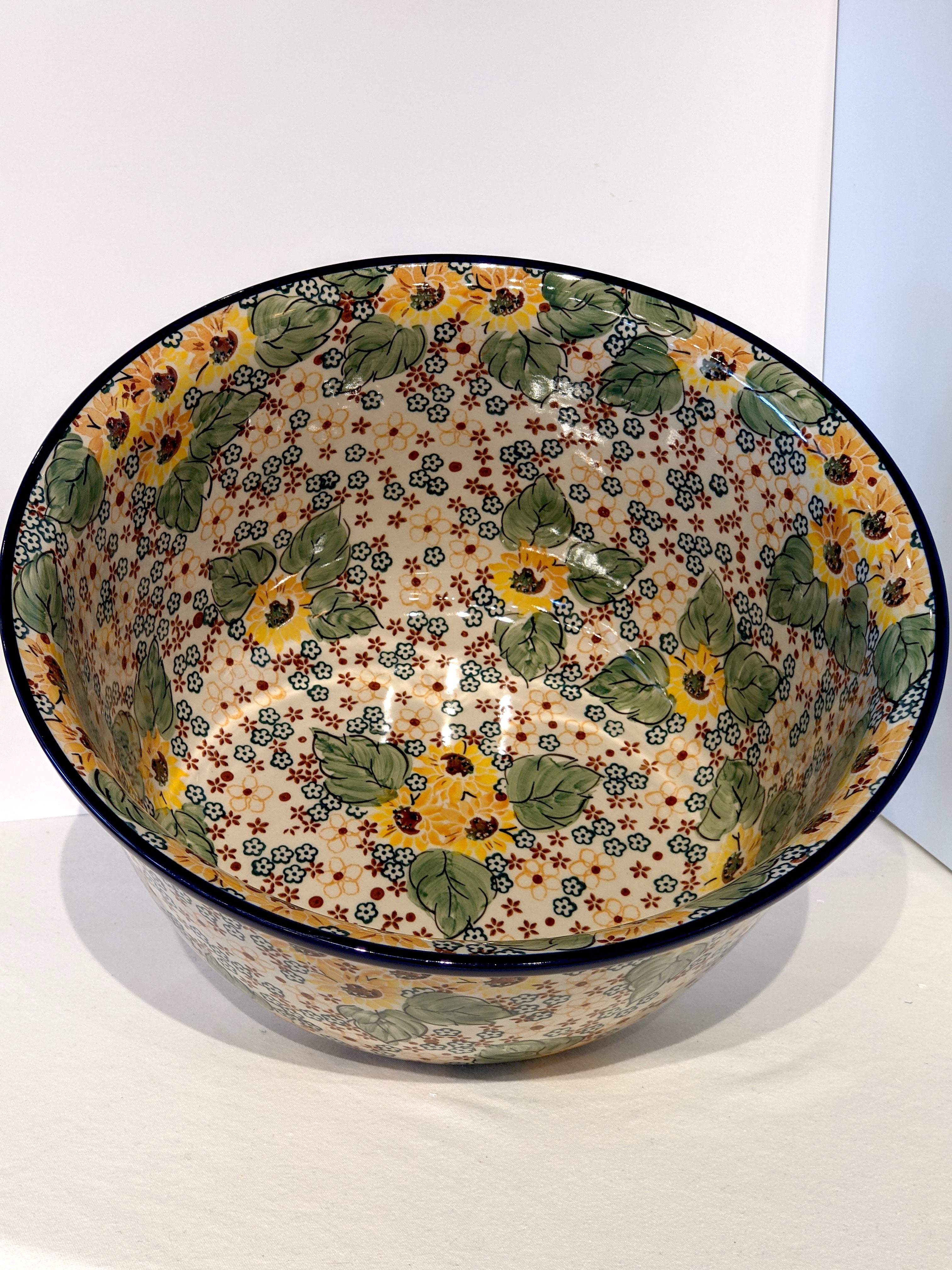 12" Large Bowl Country Sunflowers
