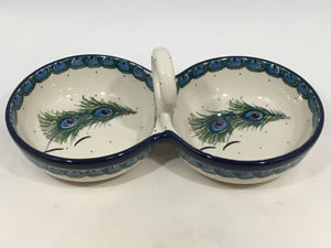 Ceramika Artystyczna Double Serving Bowl Art of the Peacock