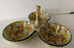 Load image into Gallery viewer, 10&quot; Condiment Triple Bowl Server Spring Meadow
