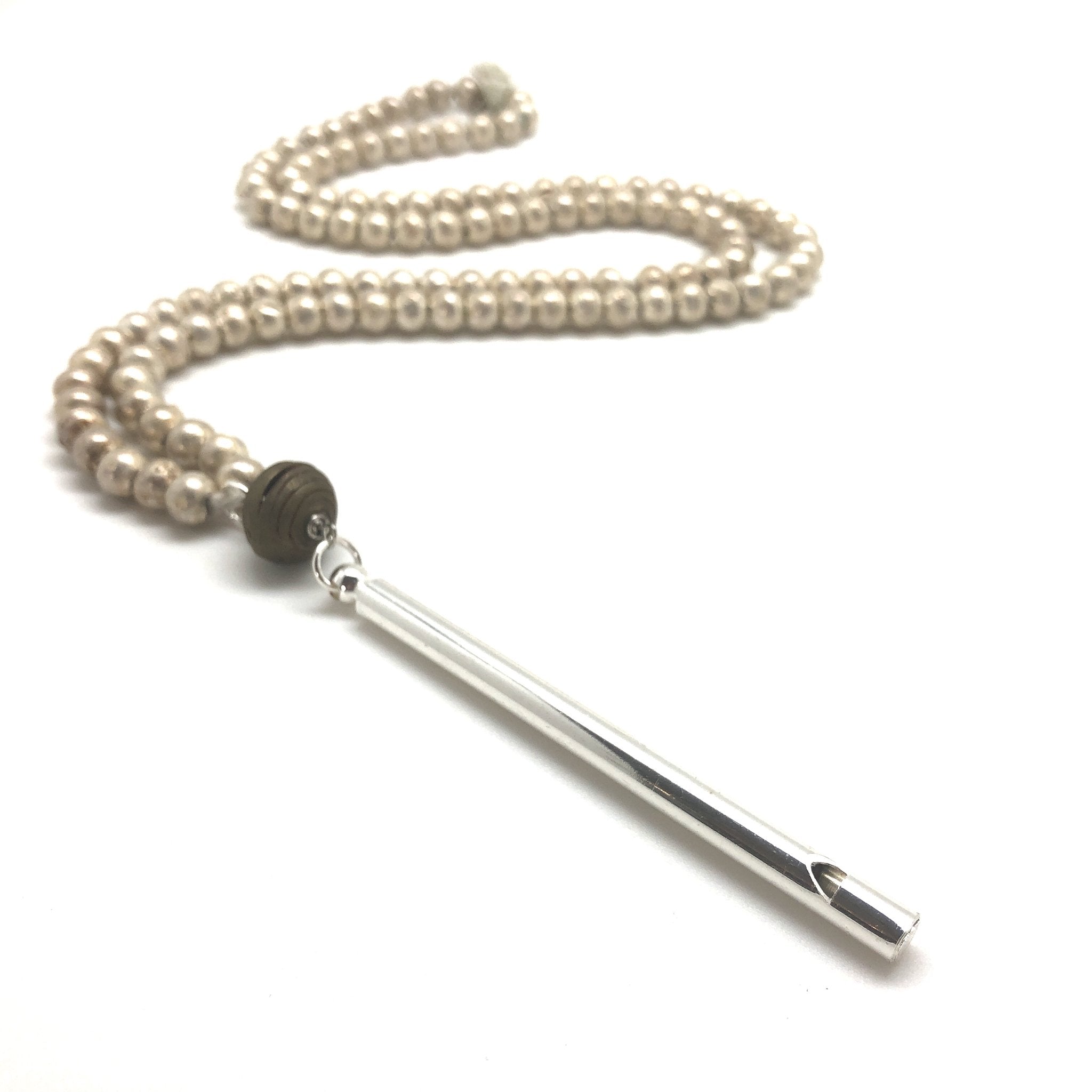 Ethiopian White Metal Whistle Necklace