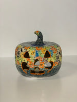 Load image into Gallery viewer, Large Polish Pottery Pumpkin Blue Ghost
