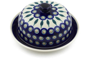 Round Covered Dish Peacock