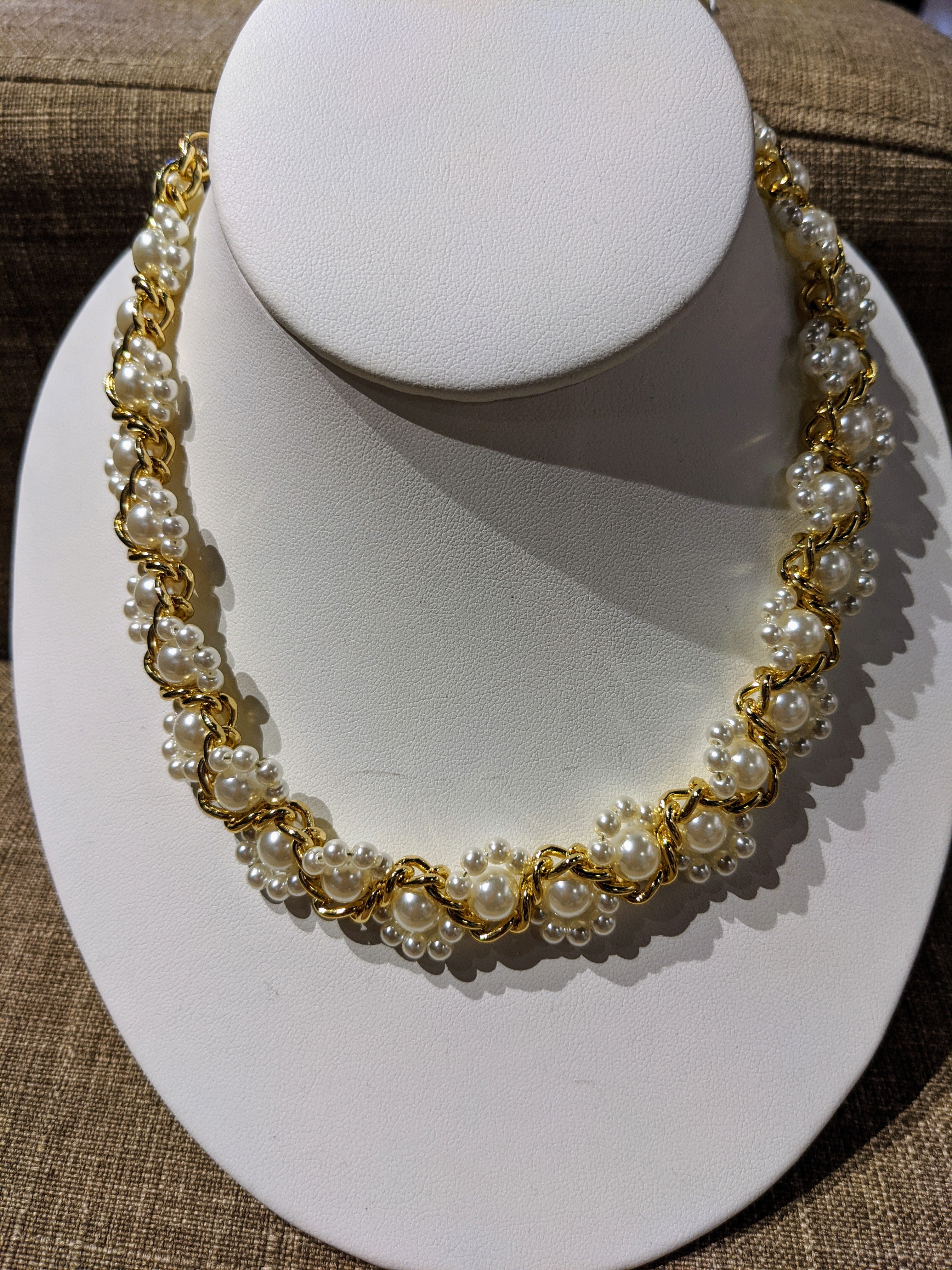 Gold Braided Pearl Fashion Choker