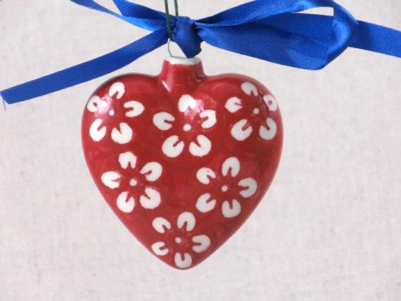 Heart Ornament Red Blossom