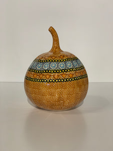 Polish Pottery Small Signed Pumpkin Ginger