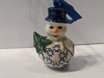 Load image into Gallery viewer, Snowman Holding Tree Ornament Forget Me Not

