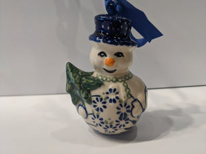 Snowman Holding Tree Ornament Forget Me Not