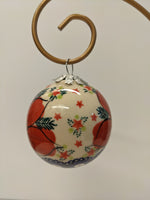 Load image into Gallery viewer, Christmas Red Poppy Red Stars Ball Ornament
