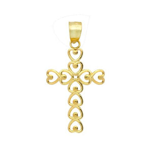 Gold Heart Cross Pendant