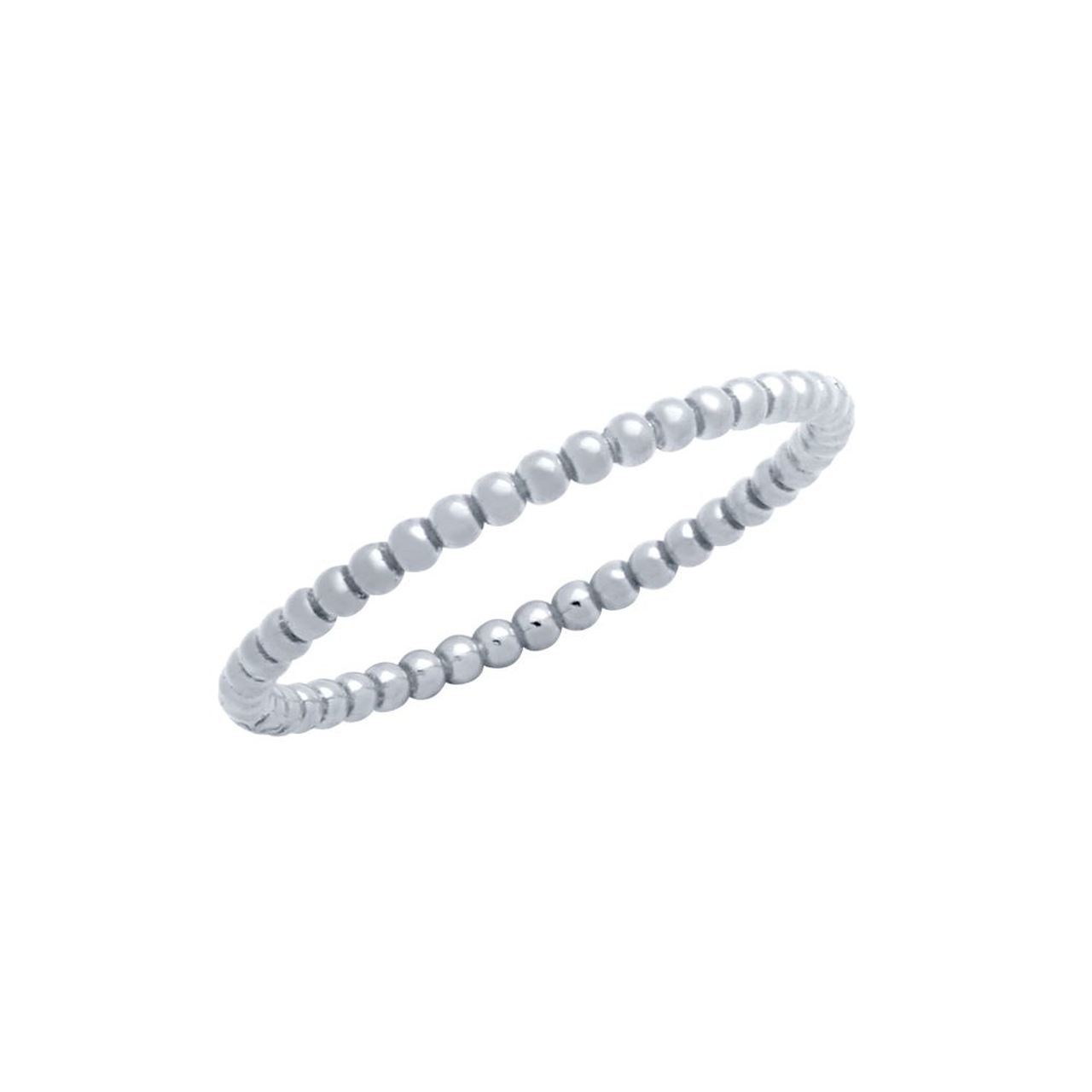 Sterling Silver Rhodium 1.5mm Beaded Stack Ring