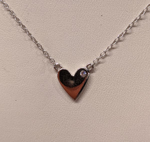 Petite Heart Necklace with Diamond Chip