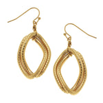 Load image into Gallery viewer, Double Oval Textured Chain Earrings Gold
