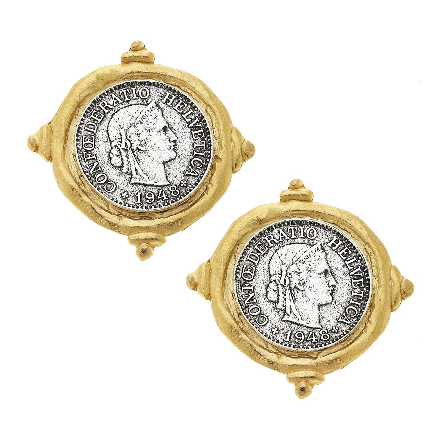 French Franc Coin Earrings