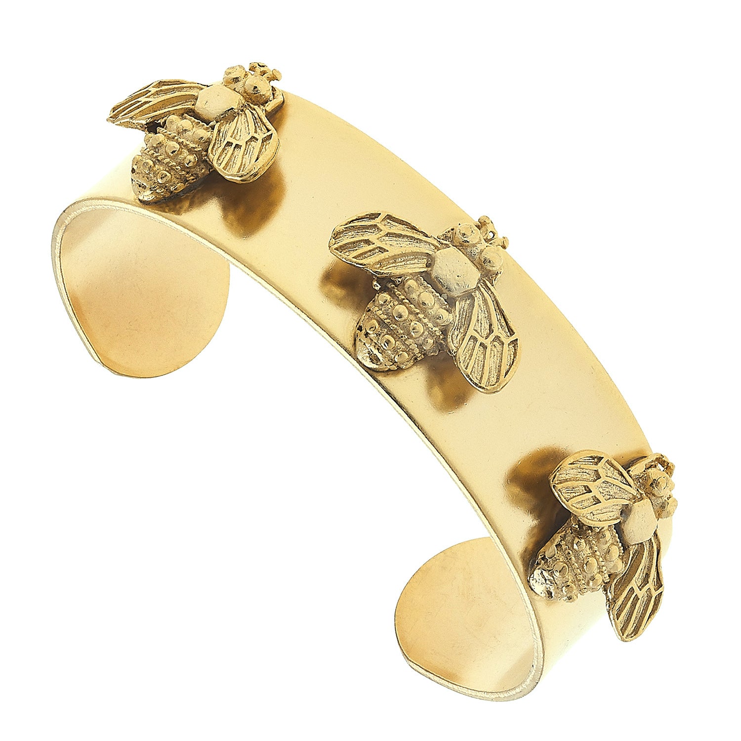 Gold Three Bee Cuff Bracelet_EditedNC