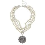 Load image into Gallery viewer, Bee Pendant Multi-Strand Pearl Necklace

