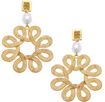 Load image into Gallery viewer, High Glamour Collection Gold Flower &amp; Pearl Earring
