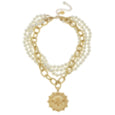 Load image into Gallery viewer, Bee Pendant Multi-Strand Pearl Necklace
