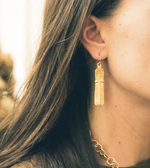 Load image into Gallery viewer, Gold Bar Cross Earrings
