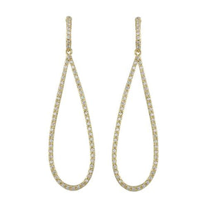 Long Oval Gold Hoops with Flawless Quality Cubic Zirconias