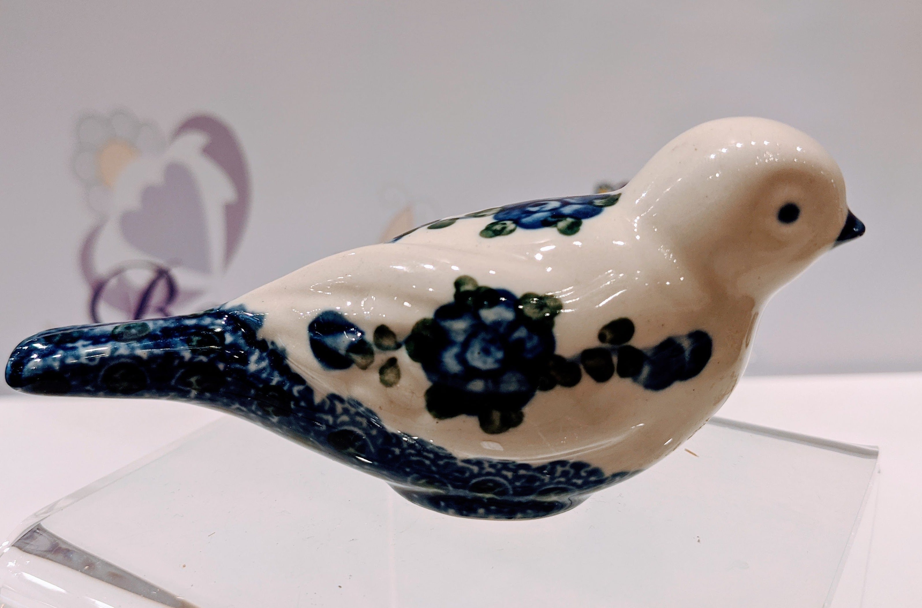 Ceramika Artystyczna Bird Elegant Blue Flowers