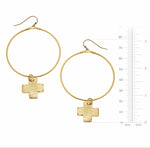 Load image into Gallery viewer, Gold Hoops with Cross Charm
